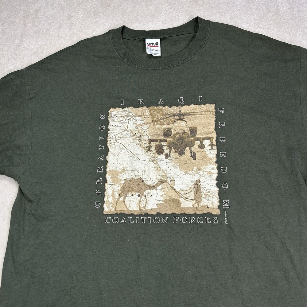 VTG Y2K Operation Iraqi Freedom Tshirt Men's XL Military Apache Helicopter - Picture 1 of 7